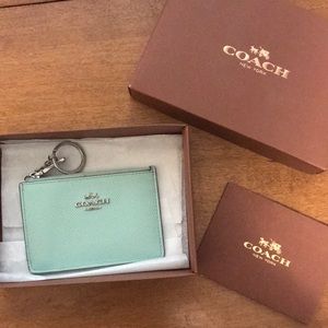 Mint Coach Key Ring Wallet
